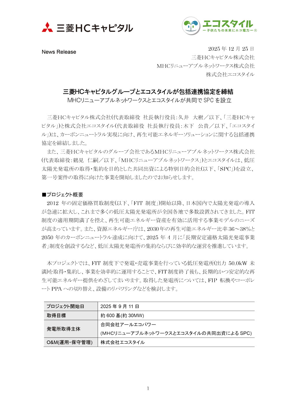 三菱ＨＣキャピタルグループとエコスタイルが包括連携協定を締結